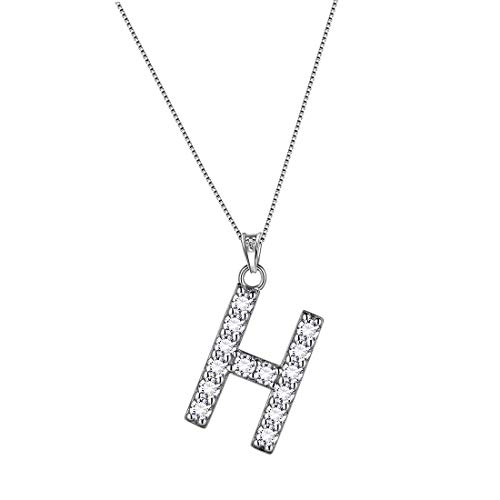 Aurora Tears Buchstabe H Halsketten 925 Sterling Silber Initiale H Alphabet Anhänger mit Zirkonia Schmuck für Frauen und Männer DP0261H von Aurora Tears