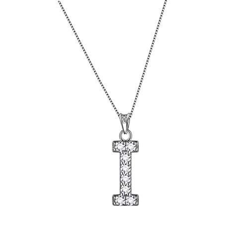 Aurora Tears Buchstabe I Halsketten 925 Sterling Silber Initiale I Alphabet Anhänger mit Zirkonia Schmuck für Frauen und Männer DP0261I von Aurora Tears