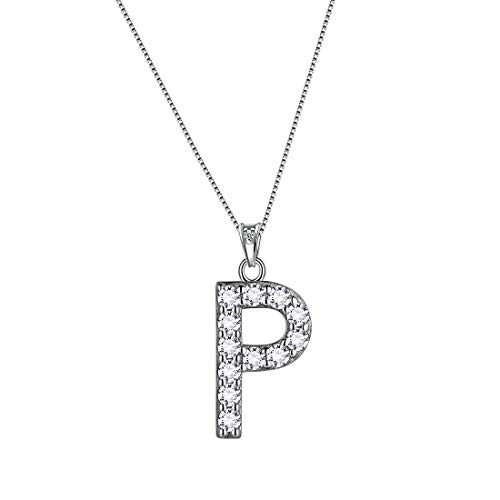 Aurora Tears Buchstabe P Halsketten 925 Sterling Silber Initiale P Alphabet Anhänger mit Zirkonia Schmuck für Frauen und Männer DP0261P von Aurora Tears