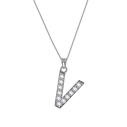 Aurora Tears Buchstabe V Halsketten 925 Sterling Silber Initiale V Alphabet Anhänger mit Zirkonia Schmuck für Frauen und Männer DP0261V von Aurora Tears