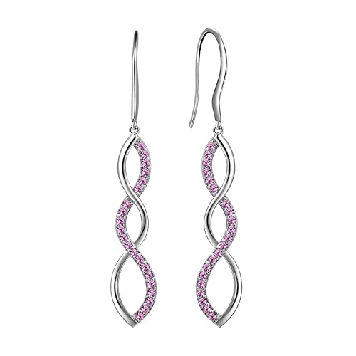 Aurora Tears Damen 925 Sterling Silber Ohringe Ohrhänger Spirale Design mit klein Lila Kristall DE0062P von Aurora Tears