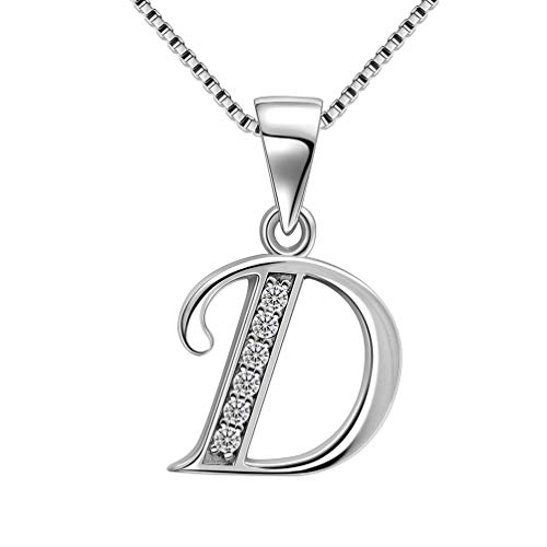 Aurora Tears 925 Sterling Splitter D Brief Halskette Initial D Alphabet Anhänger mit Zirkonia Schmuck Dating Geschenke für Frauen DP0045D von Aurora Tears