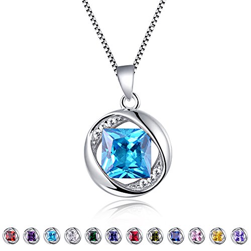 Aurora Tears March Birthstone Necklace 925 Sterling Silver Blue Aquamarine Birth Stone Pendant Jewellery Gifts for Women and Girls DP0029M von Aurora Tears