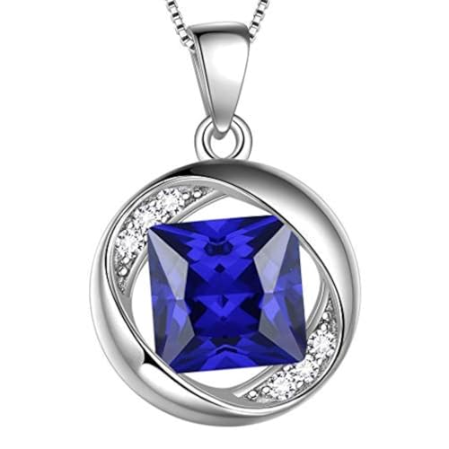 Aurora Tears September Birthstone Necklace 925 Sterling Silver Blue Sapphire Birth Stone Pendant Jewellery Gifts for Women and Girls DP0029S von Aurora Tears
