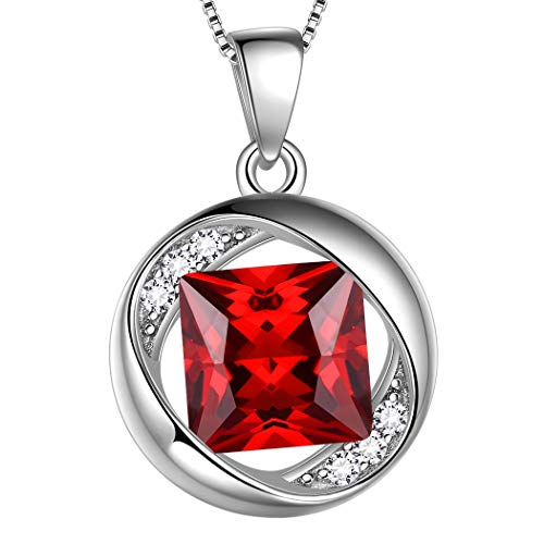 Aurora Tears January Birthstone Necklace 925 Sterling Silver Red Garnet Birth Stone Pendant Jewellery Gifts for Women and Girls DP0029J von Aurora Tears