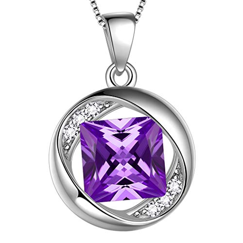 Aurora Tears February Birthstone Necklace 925 Sterling Silver Purple Amethyst Birth Stone Pendant Jewellery Gifts for Women and Girls DP0029F von Aurora Tears