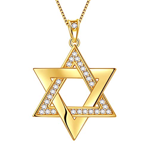 Aurora Tears Davidstern Halskette 925 Sterling Silber Sechseck vergoldet Anhänger Jüdischer Schmuck Religiöse Judaica für Frauen DP0274Y von Aurora Tears