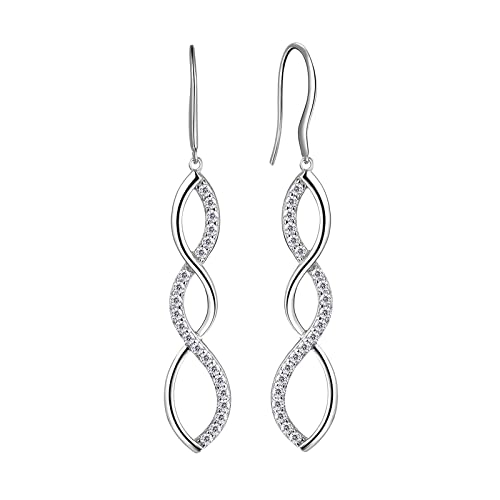 Aurora Tears Damen 925 Sterling Silber Ohringe Ohrhänger Spirale Design mit klein Lila Kristall DE0062W von Aurora Tears