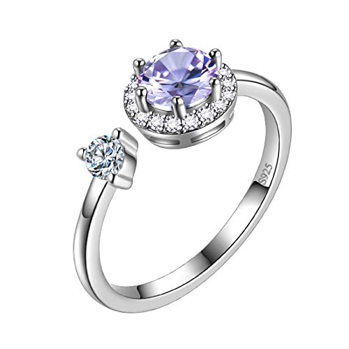 Aurora Tears Juni Birthstone verstellbare Ringe 925 Sterling Splitter Birthstone offener Ring Geburt Stein Schmuck Geschenke für Frauen und Männer DR0090D von Aurora Tears