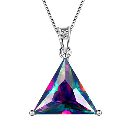 Aurora Tears Dreieck Halsketten Mystic Rainbow Topaz 925 Sterling Splitter Geometrische minimalistische Anhänger Halskette Schmuck für Männer und Frauen DP0276T von Aurora Tears