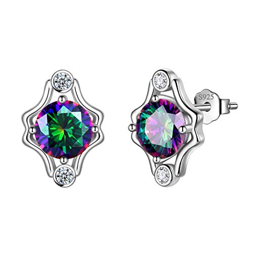 Aurora Tears Gemini Ohrstecker 925 Sterling Silber 12 Sternzeichen Sternbild Horoskop mit mystischen Regenbogen Topas Schmuck Geschenk für Frauen und Mädchen DE0245G von Aurora Tears