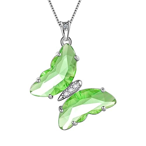 Aurora Tears Grüne Schmetterling Herz Halskette Frauen 925 Sterling Silber Tier Schmetterlinge Grün Anhänger Kristall Hochzeit Geburtstag Schmuck DP0311Q von Aurora Tears