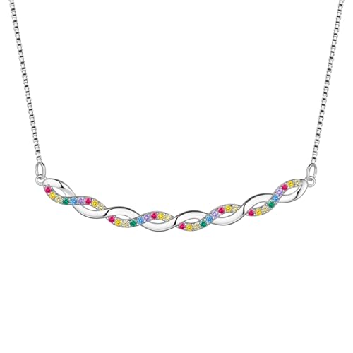 Aurora Tears Infinity Spiral DNA Doppel Helix Chemie Wissenschaft Halsketten 925 Sterling Silber LGBT Infinity Symbol Halskette Gay Pride Regenbogen Anhänger DP0380W von Aurora Tears