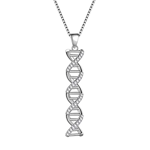 Aurora Tears Infinity Spiral DNA Doppelhelix Chemie Wissenschaft Halsketten 925 Sterling Silber Biologie Molekül Anhänger für Medizinstudenten DP0302W von Aurora Tears