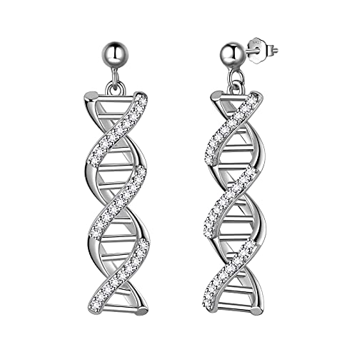 Aurora Tears Infinity Spiral DNA Doppelhelix Chemie Wissenschaft Ohrstecker 925 Sterling Silber Biologie Molekül Ohrring für Medizinstudenten DE0249W von Aurora Tears