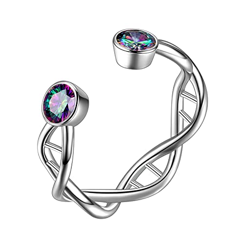 Aurora Tears Infinity Spiral DNA Doppelhelix Chemie Wissenschaft Stud Einstellbare Ringe 925 Sterling Silber Biologie Molekül Offener Ring für Medizinstudenten DR0125W von Aurora Tears