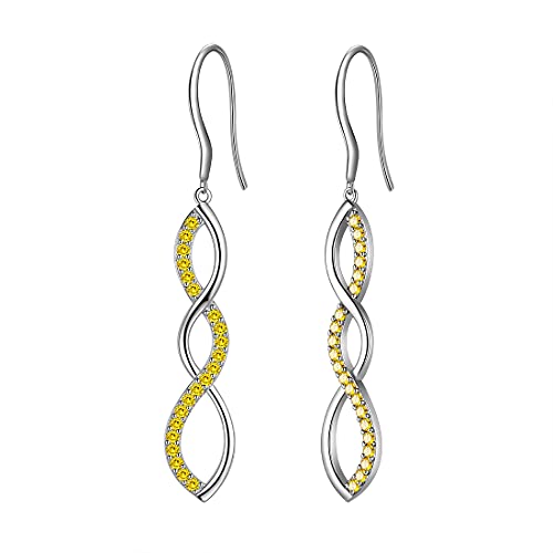 Aurora Tears Infinity Symbol Ohrstecker Elegante Damen 925 Sterling Silber Gelb Tropfen Haken Ohrringe mit CZ Schmuck für Frauen DE0062N von Aurora Tears
