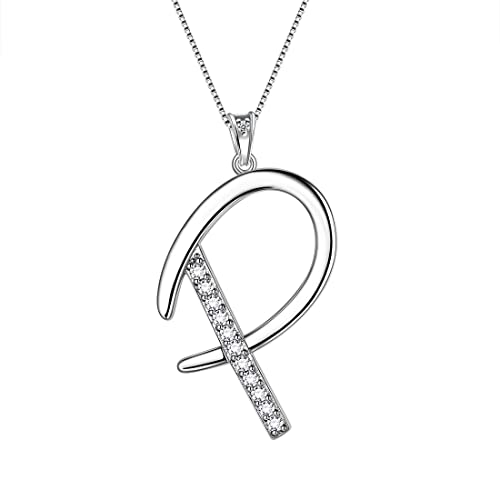 Aurora Tears Initial Letter P Halskette für Frauen Mädchen 925 Sterling Silber Personalisierte Alphabet Name Anhänger Kristall CZ Schmuck Muttertag Valentines Weihnachten DP0284P von Aurora Tears