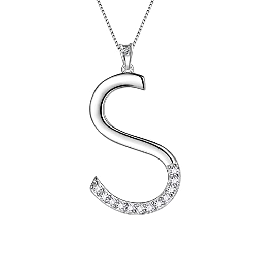 Aurora Tears Initial Letter S Halskette für Frauen Mädchen 925 Sterling Silber Alphabet Name Anhänger Kristall CZ Schmuck Muttertag Valentines Weihnachten DP0284S von Aurora Tears