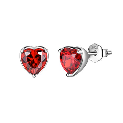 Aurora Tears January Birthstone Stud Earrings Love Heart 925 Sterling Sliver Heart-shaped Birthstone Earring Birth Stone Jewelry Gifts for Women and Men DE0228J von Aurora Tears