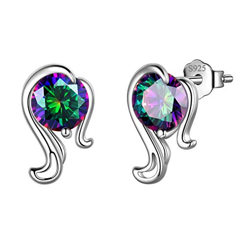 Aurora Tears Jungfrau Ohrstecker 925 Sterling Silber 12 Sternzeichen Sternbild Horoskop mit mystischen Regenbogen Topas Schmuck Geschenk für Frauen und Mädchen DE0245C von Aurora Tears