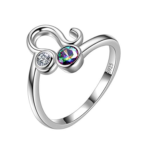 Aurora Tears Leo Ring Zodiac verstellbare Ringe 925 Sterling Splitter Mystic Rainbow Topaz Konstellation offener Ring Horoskop Schmuck für Frauen und Mädchen DR0087Z von Aurora Tears