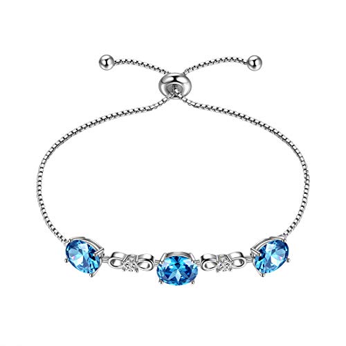 Aurora Tears March Birthstone Adjustable Bracelets 925 Sterling Sliver Birthstone Bracelet Charm Birth Stone Jewelry Gifts for Women and Girls DB0112M von Aurora Tears