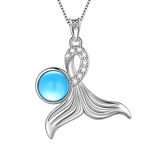 Aurora Tears Meerjungfrau Schwanz Halsketten 925 Sterling Sliver Wal Fischschwanz Delfin Schwanz Schmuck für Frauen Geburtstag Muttertag Tag DP0348W von Aurora Tears