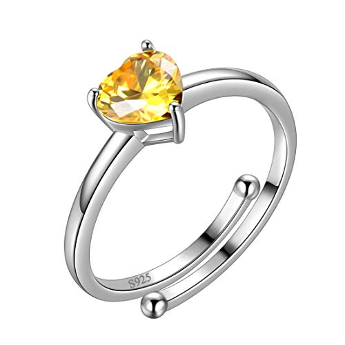 Aurora Tears November Birthstone Adjustable Rings Love Heart 925 Sterling Sliver Heart-shaped Birthstone Open Ring Birth Stone Jewelry Gifts for Women and Men DR0121N von Aurora Tears