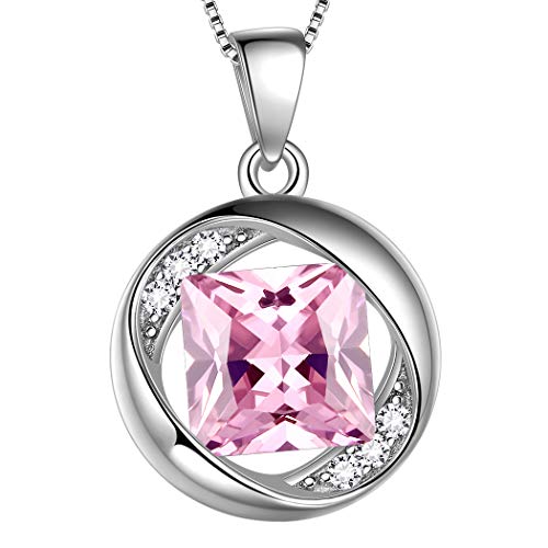 Aurora Tears October Birthstone Necklace 925 Sterling Silver Pink Opal Birth Stone Pendant Jewellery Gifts for Women and Girls DP0029O von Aurora Tears