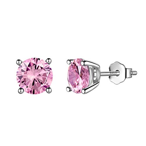 Aurora Tears Oktober Birthstone Ohrstecker 925 Sterling Silber Pink Opal Birthstone Ohrring Birth Stone Schmuck Geschenke für Frauen und Männer DE0214O von Aurora Tears