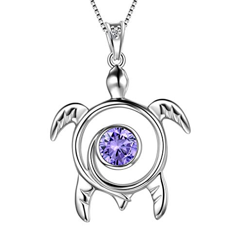 Aurora Tears Schildkröte Halskette 925 Sterling Silber Tier Anhänger Türkis Dezember Birthstone Schmuck Geschenke mit Zirkonia für Frauen DP0172D von Aurora Tears