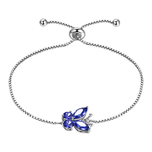 Aurora Tears Schmetterling verstellbare Armband 925 Sterling Silber Juni Birthstone Blue Alexandrite Eröffnung Armband Tiere Schmuck Geschenk für Frauen und Mädchen DB0111U von Aurora Tears