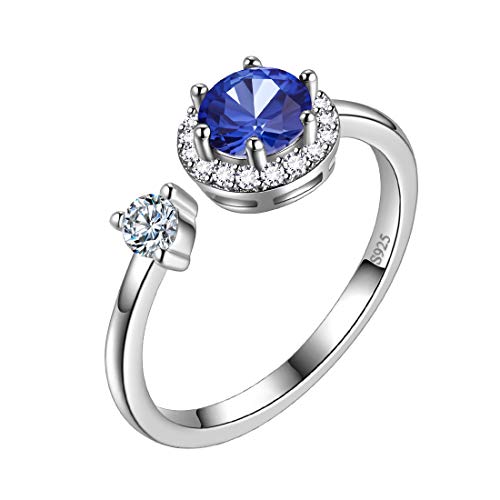 Aurora Tears September Birthstone verstellbare Ringe 925 Sterling Splitter Birthstone offener Ring Geburt Stein Schmuck für Frauen und Männer DR0090S von Aurora Tears