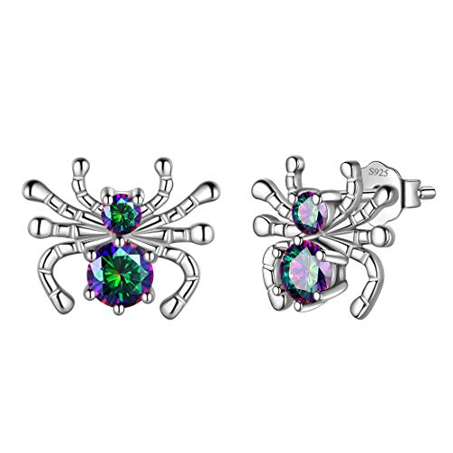 Aurora Tears Spinne Ohrstecker Mystic Rainbow Topaz 925 Sterling Silber Insekt Tiere Ohrring Dating Geschenke für Frauen DE0208T von Aurora Tears