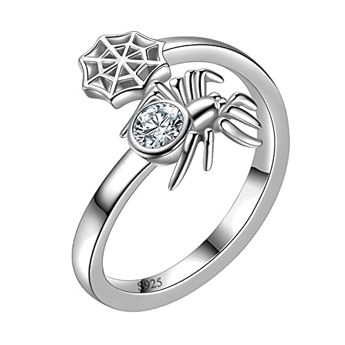 Aurora Tears Spinne und Web Einstellbare Ringe 925 Sterling Silber Insekten Tiere Offene Ringe Halloween Party für Frauen DR0127W von Aurora Tears