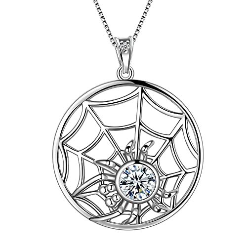 Aurora Tears Spinne und Web Halsketten 925 Sterling Silber Insekten Tiere Anhänger Halloween Party für Frauen DP0303W von Aurora Tears