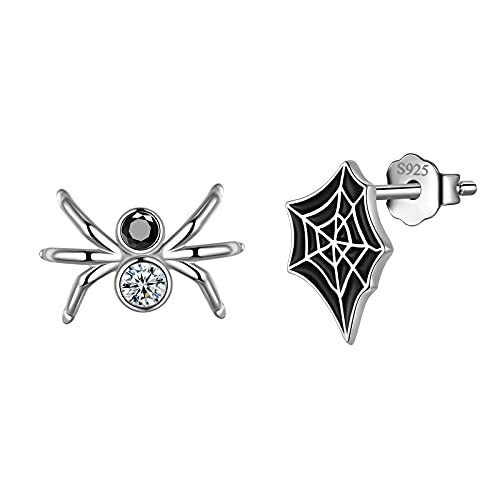 Aurora Tears Spinne und Web Ohrstecker 925 Sterling Silber Insekten Tiere Ohrring Halloween Party Geschenke für Frauen DE0250W von Aurora Tears