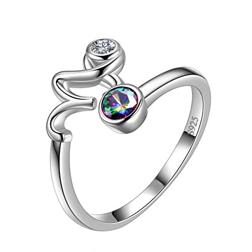 Aurora Tears Steinbock Ring Zodiac verstellbare Ringe 925 Sterling Splitter Mystic Rainbow Topaz Konstellation offener Ring Horoskop Schmuck Geschenk für Frauen und Mädchen DR0087M von Aurora Tears