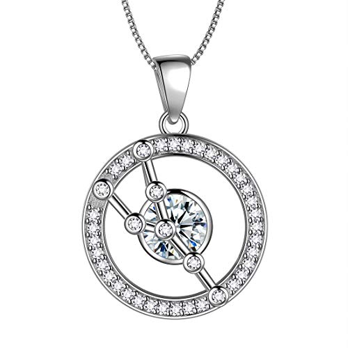 Aurora Tears Stier Halskette 925 Sterling Silber 12 Sternzeichen Runde Anhänger Sternbild Zeichen April Birthstone Halskette CZ Horoskop Schmuck Geschenk für Frauen und Mädchen DP0176J von Aurora Tears