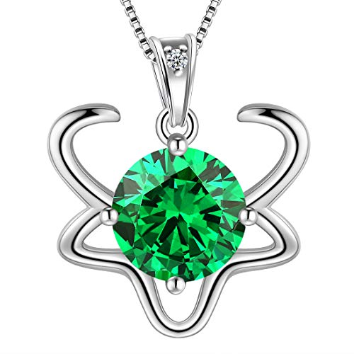 Aurora Tears Taurus Halskette 925 Sterling Silber 12 Sternzeichen Anhänger Sternbild Mai Birthstone Halskette CZ Horoskop Schmuck Geschenk für Frauen und Mädchen DP0134J von Aurora Tears