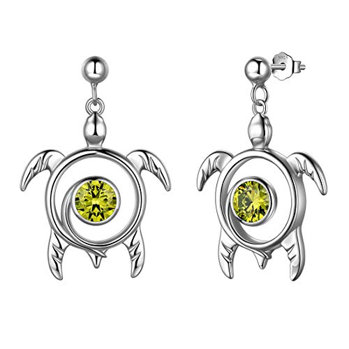 Aurora Tears Turtle Stud Ohrringe 925 Sterling Silber Tiere Ohrring Peridot August Birthstone Schmuck Geschenke mit Zirkonia für Frauen DE0246A von Aurora Tears