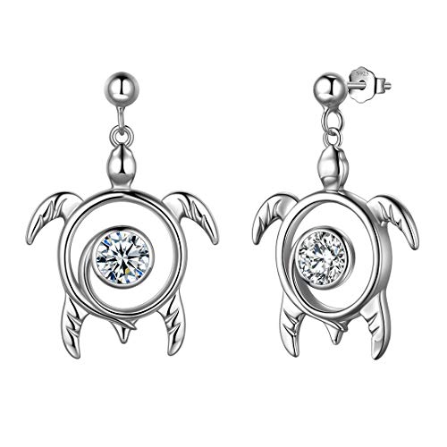 Aurora Tears Turtle Stud Ohrringe 925 Sterling Silber Tiere Ohrring White Diamond April Birthstone Schmuck Geschenke mit Zirkonia für Frauen DE0246W von Aurora Tears