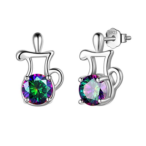 Aurora Tears Wassermann Ohrstecker 925 Sterling Silber 12 Sternzeichen Sternbild Horoskop mit mystischen Regenbogen Topas Schmuck Geschenk für Frauen und Mädchen DE0245P von Aurora Tears