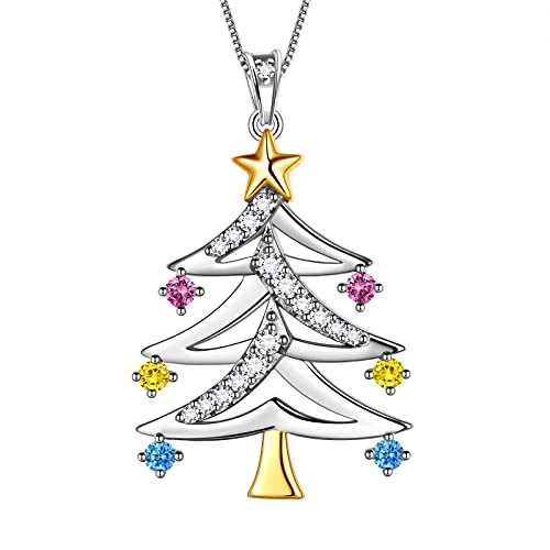 Aurora Tears Weihnachtsbaum Halsketten 925 Sterling Silber Birthstone Zirkonia Weihnachtsbaum Anhänger Schmuck für Weihnachtsfeier DP0304F von Aurora Tears