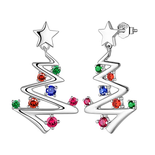 Aurora Tears Weihnachtsbaum Ohrstecker 925 Sterling Sliver Cubic Zirkonia Weihnachtsbaum Ohrringe Schmuck Geschenke für Weihnachtsfeier DE0269W von Aurora Tears