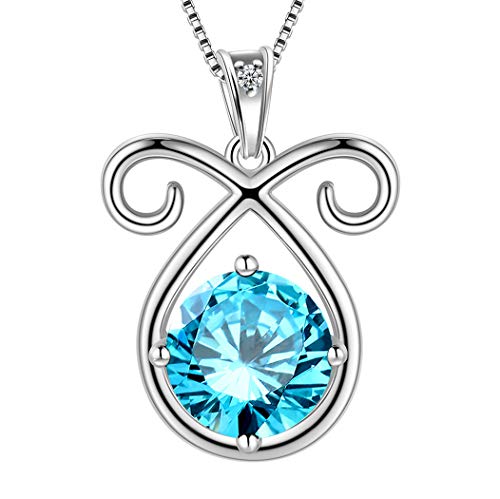 Aurora Tears Widder Halskette 925 Sterling Silber 12 Sternzeichen Anhänger Konstellation März Birthstone Halsketten CZ Horoskop Schmuck Geschenk für Frauen und Mädchen DP0134B von Aurora Tears