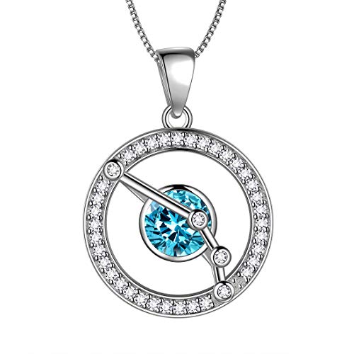 Aurora Tears Widder Halskette 925 Sterling Silber 12 Sternzeichen Runde Anhänger Sternbild März Geburtsstein Halsketten CZ Horoskop Schmuck Geschenk für Frauen und Mädchen DP0176B von Aurora Tears