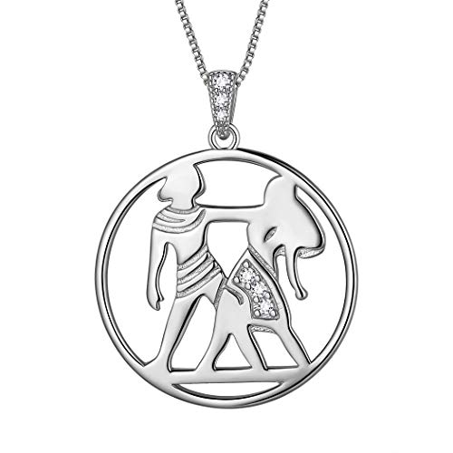 Aurora Tears Zwillinge Halskette 925 Sterling Silber 12 Sternzeichen Anhänger Konstellation Runde Münze Halskette CZ Horoskop Schmuck für Frauen und Mädchen DP0111G von Aurora Tears