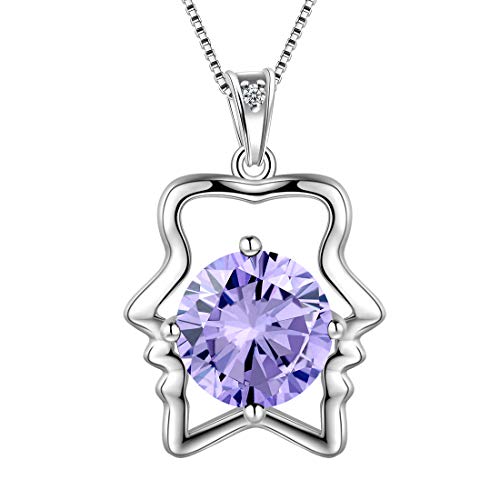 Aurora Tears Zwillinge Halskette 925 Sterling Silber 12 Sternzeichen Anhänger Sternbild Juni Birthstone Halskette CZ Horoskop Schmuck Geschenk für Frauen und Mädchen DP0134G von Aurora Tears